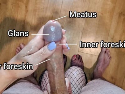 Amateur wife teases uncut cock - foreskin handjob cumshot in 1080p