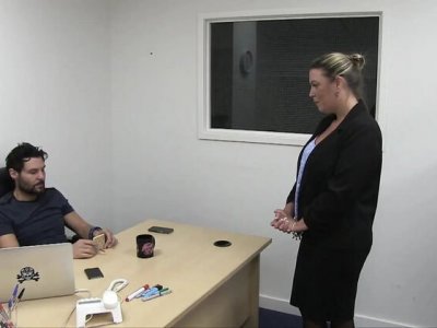 Maisie lewis gets hired after blowjob and deep fucking in office