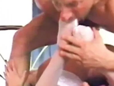 French anal threesome with stunning babes huge cock