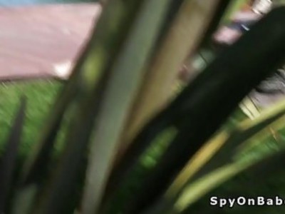 Neighbour spying then fucking busty blonde